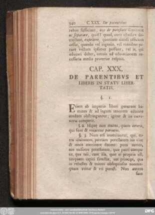 Cap. XXX. De Parentibus Et Liberis In Statu Libertatis.