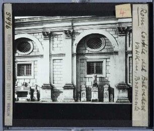 Rom, Vatikan, Apostolischer Palast,Rom, Vatikan, Belvederehof : Wandgliederung des oberen Hofes (Cortile della Pigna)