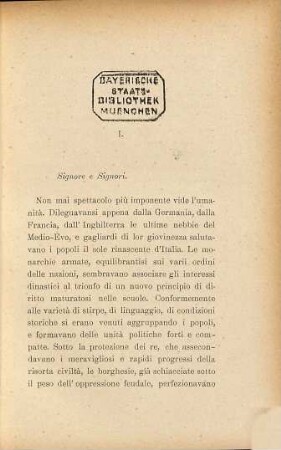 La Vita Italiana nel Cinquecento, I