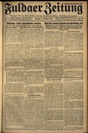 Ausgabe vom Freitag, den 27. Januar 1933.