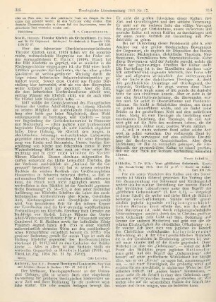 315 [Rezension] Stoll, Heinrich, Theodor Kliefoth als Kirchenführer