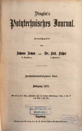 Dingler's polytechnisches Journal. 217. 1875 = 5. Reihe Bd. 17