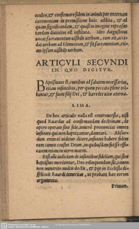 Articuli Secundi In Quo Dicitur