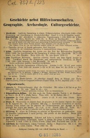 Antiquarischer Catalog von Adolf Geering in Basel. 223. [ca. 1892]