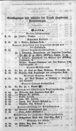 Berichtigungen und während des Drucks eingetretene Veränderungen