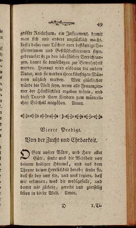 Vierte Predigt. Von der Zucht und Ehrbarkeit.