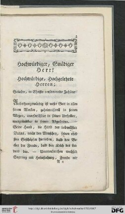 Hochwuerdiger, Gnaediger Herr!