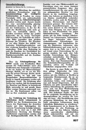 Zusammenstellung der wichtigsten Todesursachen [Gesundheitsfürsorge]