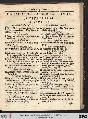 Catalogus dissertationum juridicarum