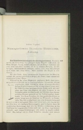 Achtes Capitel. Diamagnetismus; Thierische Elektricität; Anhang.