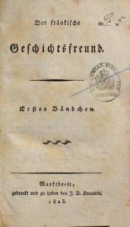 Der fränkische Geschichtsfreund, 1