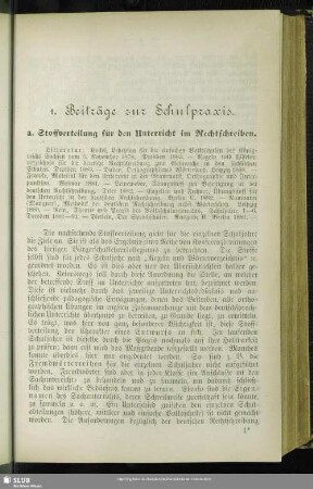1. Beiträge zur Schulpraxis