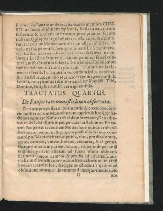 Tractatus Quartus. De Paupertate monastica non observata.
