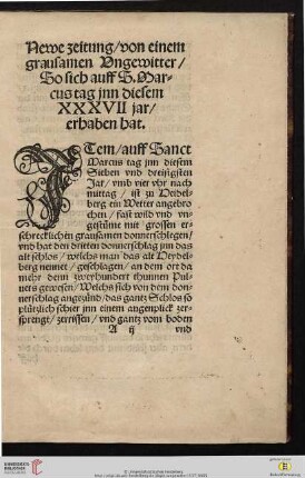Tem / auff Sanct Marcus tag inn diesem Sieben vnd dreisigsten Jar [...]