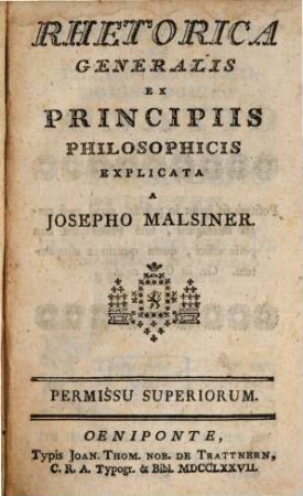 Rhetorica generalis ex principiis philosophicis explicata