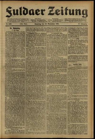 Erste Ausgabe vom Samstag, den 23. November 1912.
