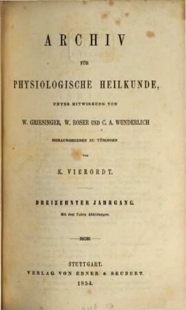 Archiv für physiologische Heilkunde. 13. 1854