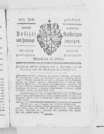 42tes Stück., Ausgabe vom 16. Oktober 1782