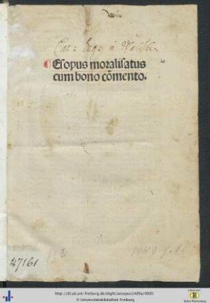 Esopus moralisatus cum bono cōmento