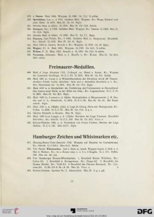 Hamburger Zeichen und Whistmarken etc. (Nr. 457-464)