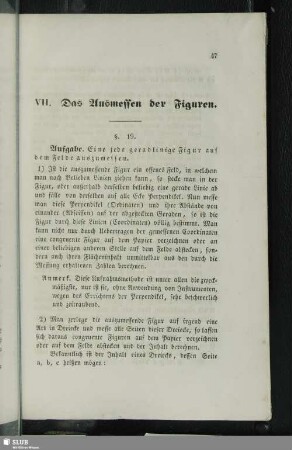 VII. Das Ausmessen der Figuren