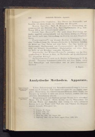 Analytische Methoden. Apparate.