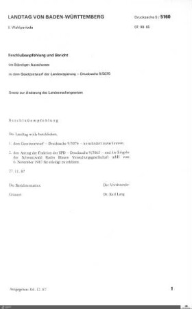 Gesetzesänderung Landesmediengesetz