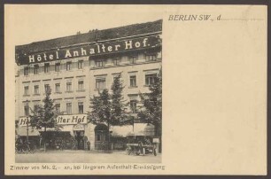 Ansichtskarte "Hôtel Anhalter Hof", Königgrätzer Straße 114-115