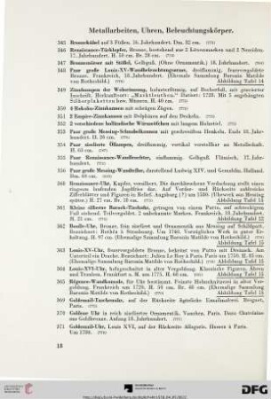 Metallarbeiten, Uhren, Beleuchtungskörper (Nr. 345-382)