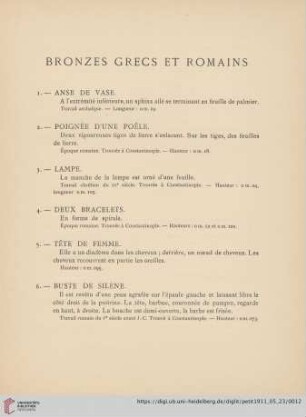 Bronzes grecs et romains (Nr. 1-87)