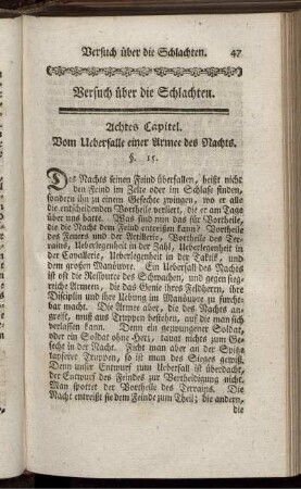 Achtes Capitel. Vom Ueberfalle einer Armee des Nachts.