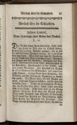 Achtes Capitel. Vom Ueberfalle einer Armee des Nachts.