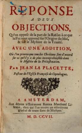 Réponse à deux objections