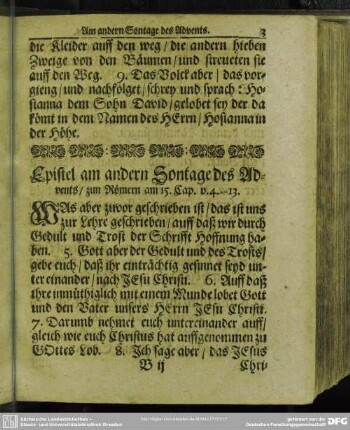 Epistel am andern Sontage des Advents