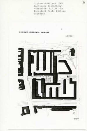 Sanierung Schöneberg, Berlin-Schöneberg (Diplomarbeit bei Kurt Dübbers): Lageplan 1:500