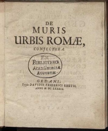 De Muris Urbis Romae Coniectura