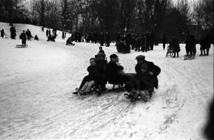 Berlin; Wilmersdorf: Schnee in Berlin; Rodelbetrieb im Stadtpark
