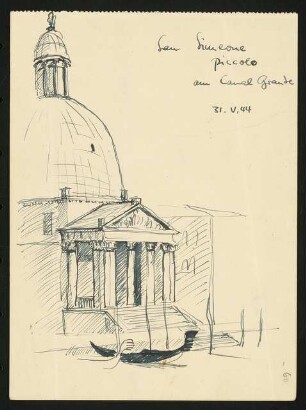 Skizzen: Kirche San Simeone vom Canal Grande aus