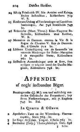 Appendix af nogle indbundne Böger