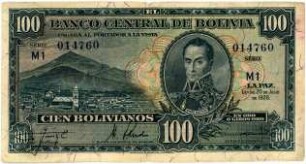 Geldschein, 100 Bolivianos, 20.7.1928
