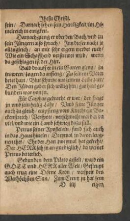 [Vom Leiden und Sterben Jhesu Christi. Anfang fehlt]