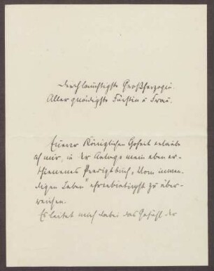 Schreiben von Otto Frommel an die Großherzogin Luise; Zusendung des Buches "Vom ewigen Leben"