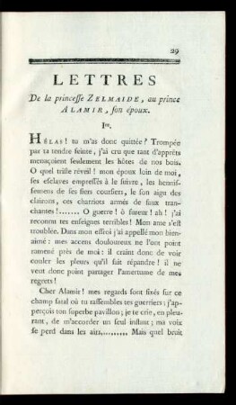 Letters De la princesse Zelmaide, au prince Alamir, son époux.