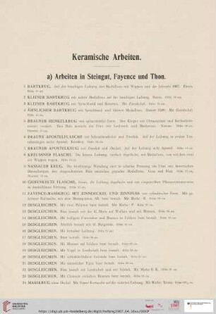 Keramische Arbeiten (Nr. 1 - 74)