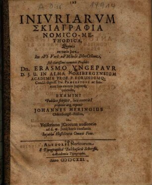 Iniuriarum Skiagraphia Nomico-Methodica