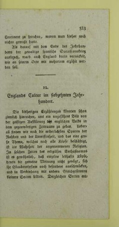 12. Englands Cultur im siebzehnten Jahrhundert