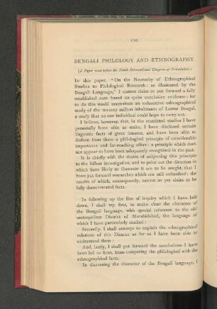 Bengali Philology and Ethnography.