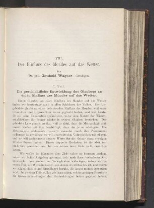 VIII. Der Einfluss des Mondes auf das Wetter