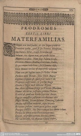 Prodromus. Tertii Libri. Materfamilia.