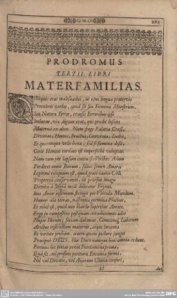 Prodromus. Tertii Libri. Materfamilia.